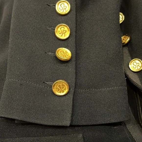 Sonia Rykiel V-neck Button Down Black Button Detail Blazer Women Size 44